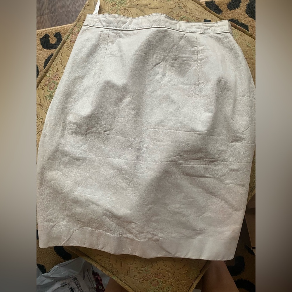 Vintage white leather skirt